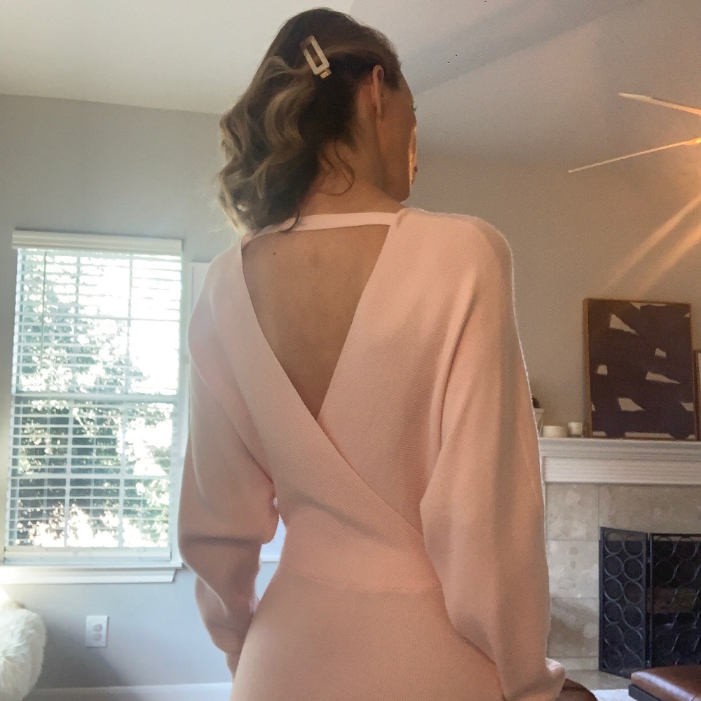 Powder Pink Knitted Dress with Keyhole Back